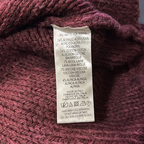 Anthropologie MOTH Italian Made Turtleneck Sweater Wool Alpaca  Burgundy Sz L - Picture 9 of 12
